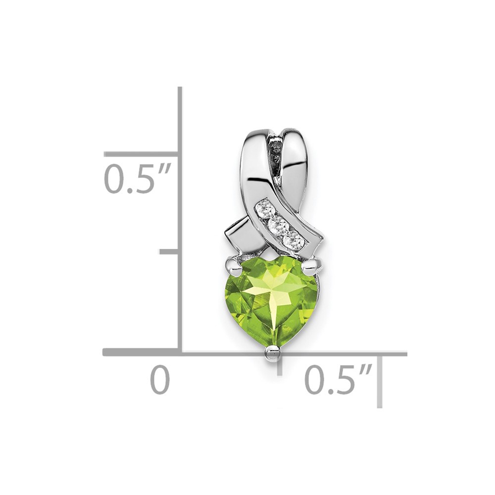 Sterling Silver Rhodium-plated Peridot and Diamond Pendant (PM7401-PE-003-SSA)