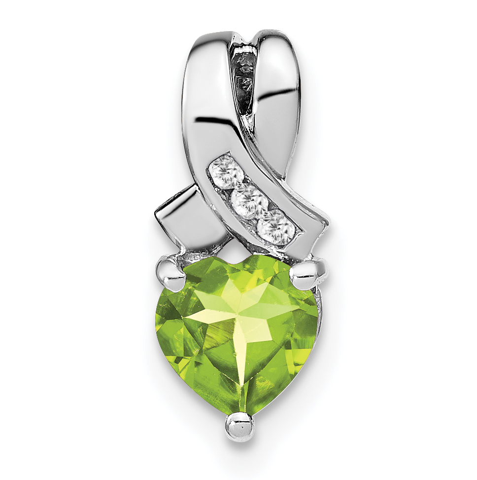 Sterling Silver Rhodium-plated Peridot and Diamond Pendant (PM7401-PE-003-SSA)