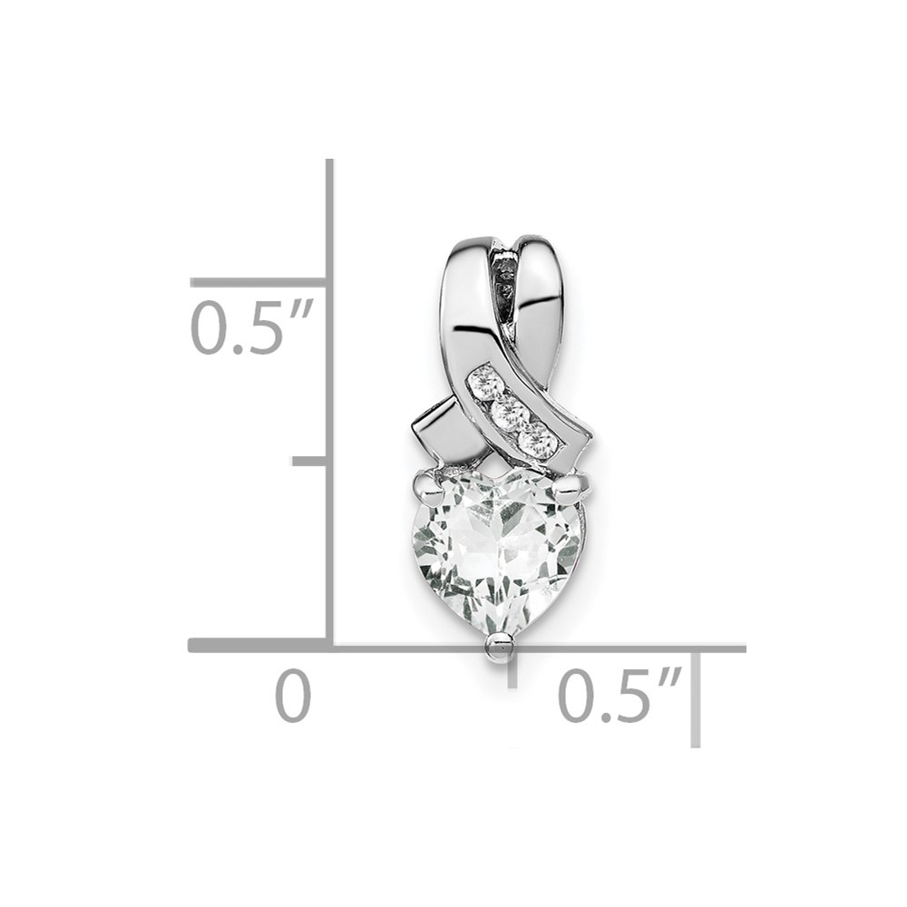 Sterling Silver Rhodium-plated White Topaz and Diamond Pendant (PM7401-WT-003-SSA)