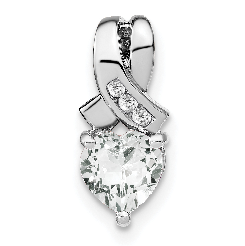 Sterling Silver Rhodium-plated White Topaz and Diamond Pendant (PM7401-WT-003-SSA)