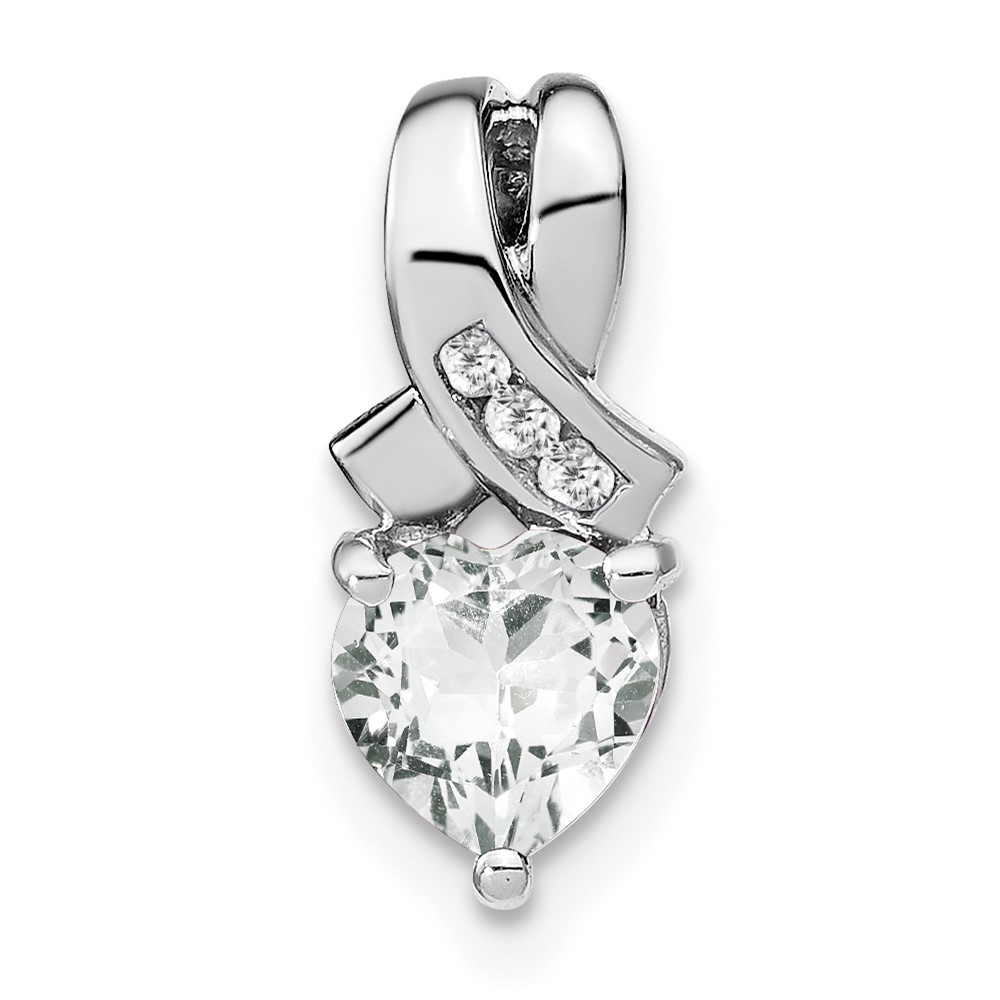 Sterling Silver Rhodium-plated White Topaz and Diamond Pendant (PM7401-WT-003-SSA)