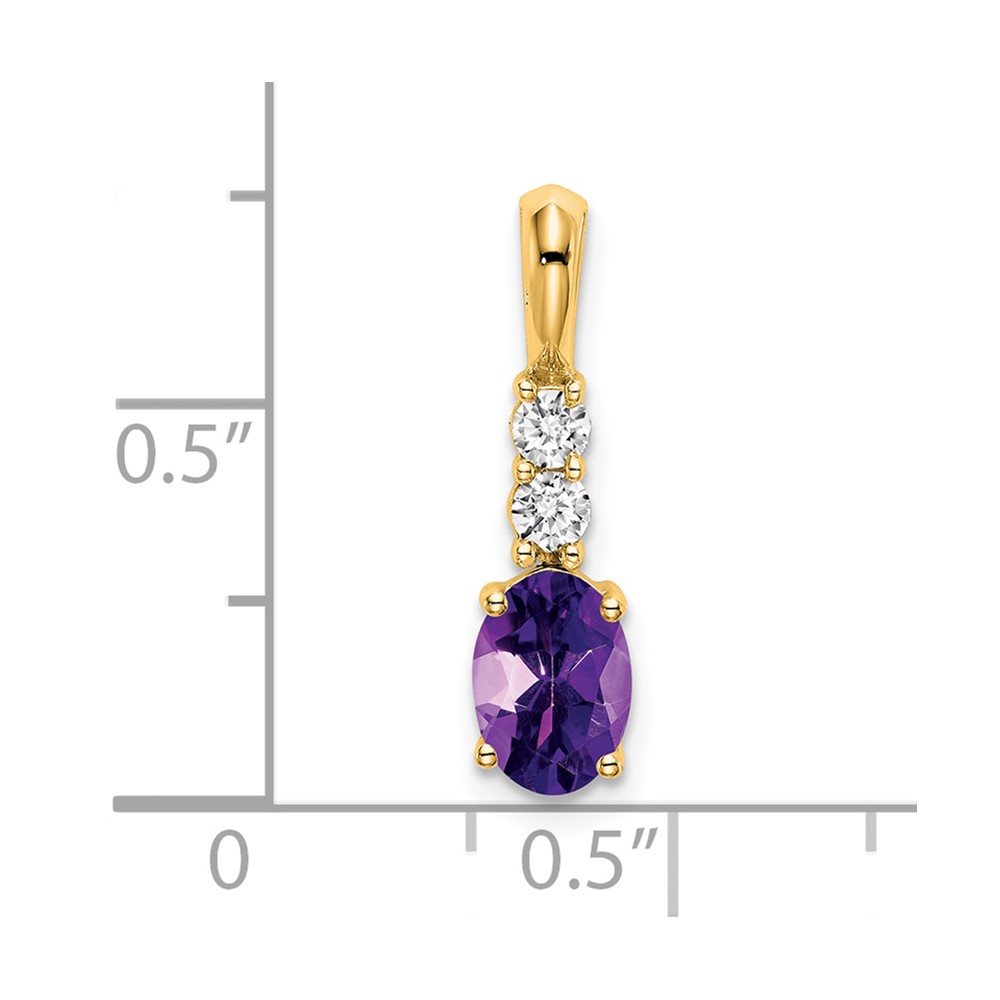 14K Oval Amethyst and Diamond Pendant (PM7406-AM-013-YA)
