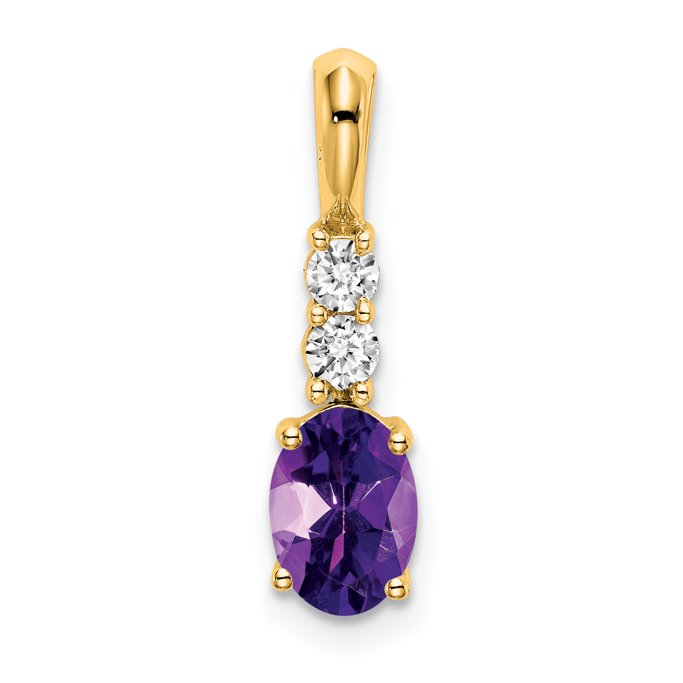 14K Oval Amethyst and Diamond Pendant (PM7406-AM-013-YA)