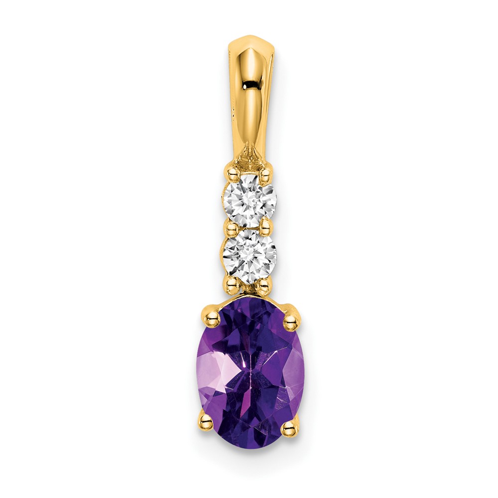 14K Oval Amethyst and Diamond Pendant (PM7406-AM-013-YA)