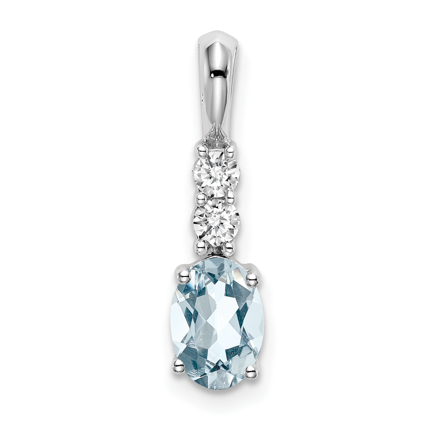 14k White Gold Oval Aquamarine and Diamond Pendant (PM7406-AQ-013-WA)