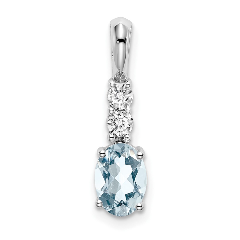 14k White Gold Oval Aquamarine and Diamond Pendant (PM7406-AQ-013-WA)