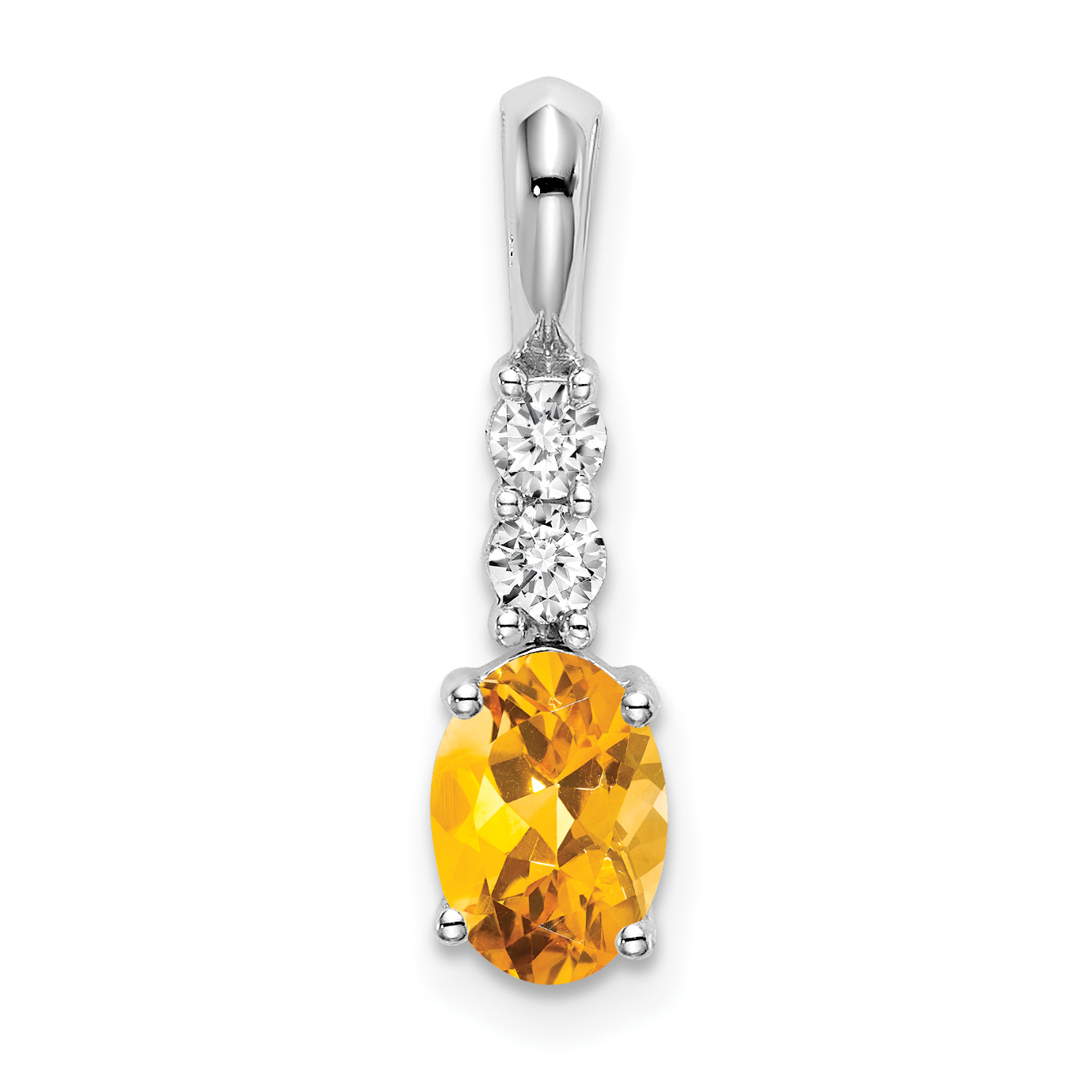 14k White Gold Oval Citrine and Diamond Pendant (PM7406-CI-013-WA)