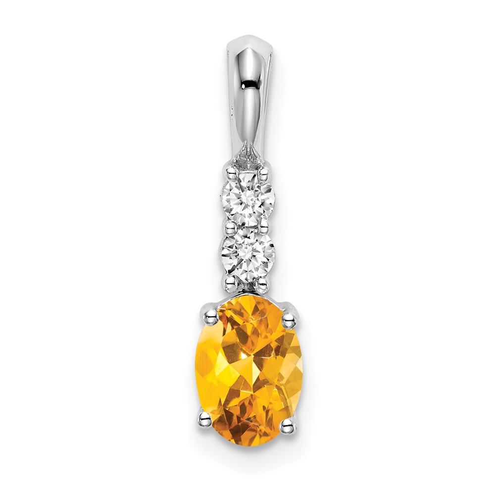 14k White Gold Oval Citrine and Diamond Pendant (PM7406-CI-013-WA)