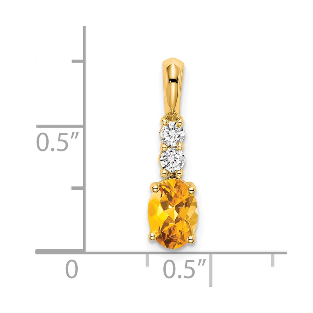 14K Oval Citrine and Diamond Pendant (PM7406-CI-013-YA)