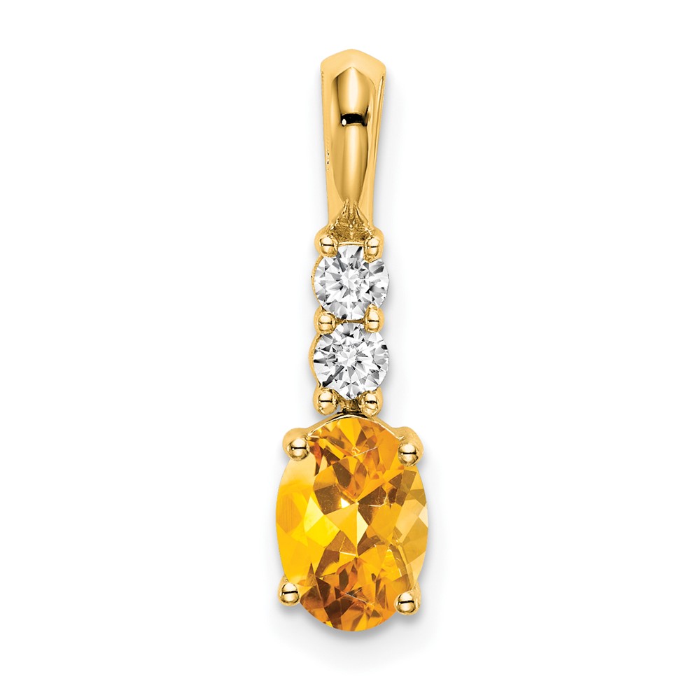 14K Oval Citrine and Diamond Pendant (PM7406-CI-013-YA)