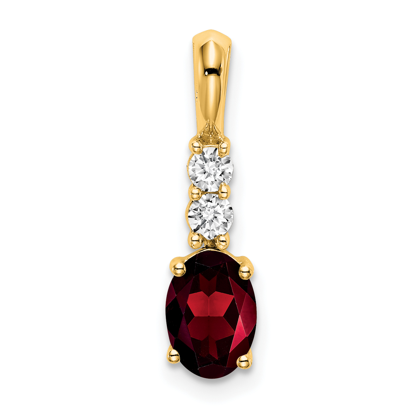 14K Oval Garnet and Diamond Pendant (PM7406-GA-013-YA)