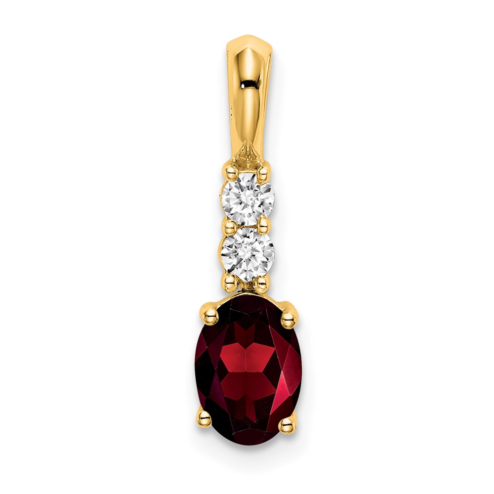 14K Oval Garnet and Diamond Pendant (PM7406-GA-013-YA)