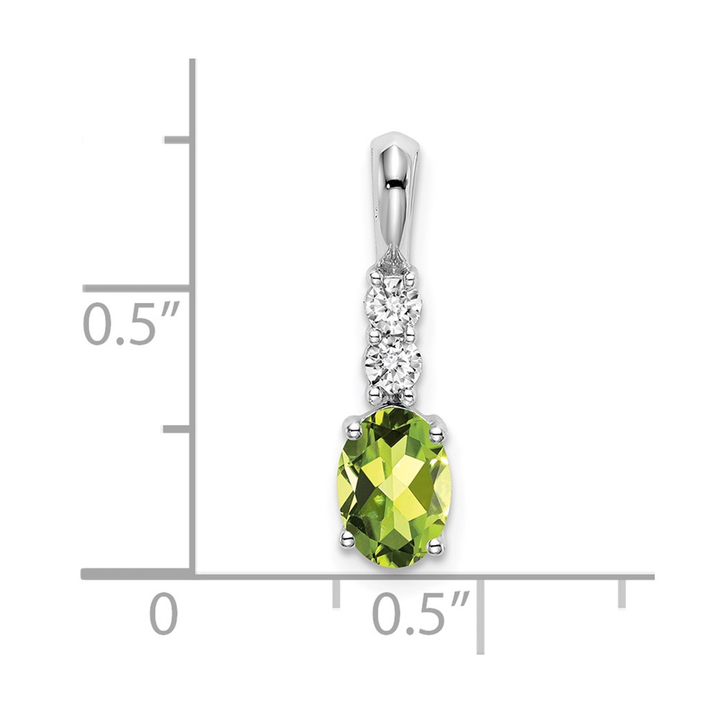 14k White Gold Oval Peridot and Diamond Pendant (PM7406-PE-013-WA)