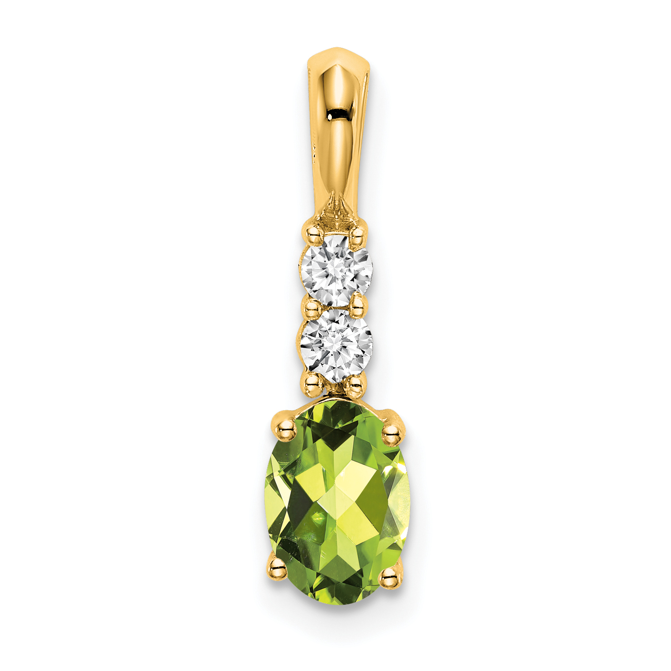 14K Oval Peridot and Diamond Pendant (PM7406-PE-013-YA)