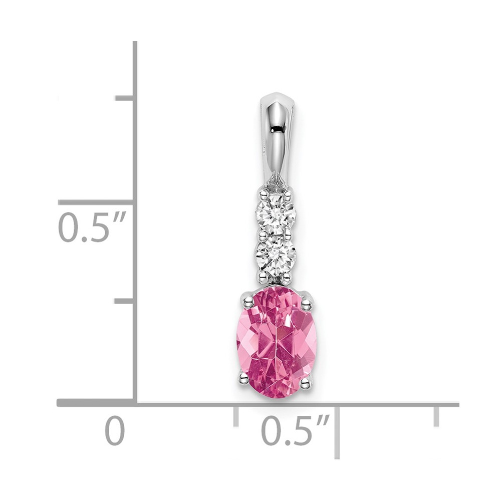 14k White Gold Oval Pink Tourmaline and Diamond Pendant (PM7406-PT-013-WA)