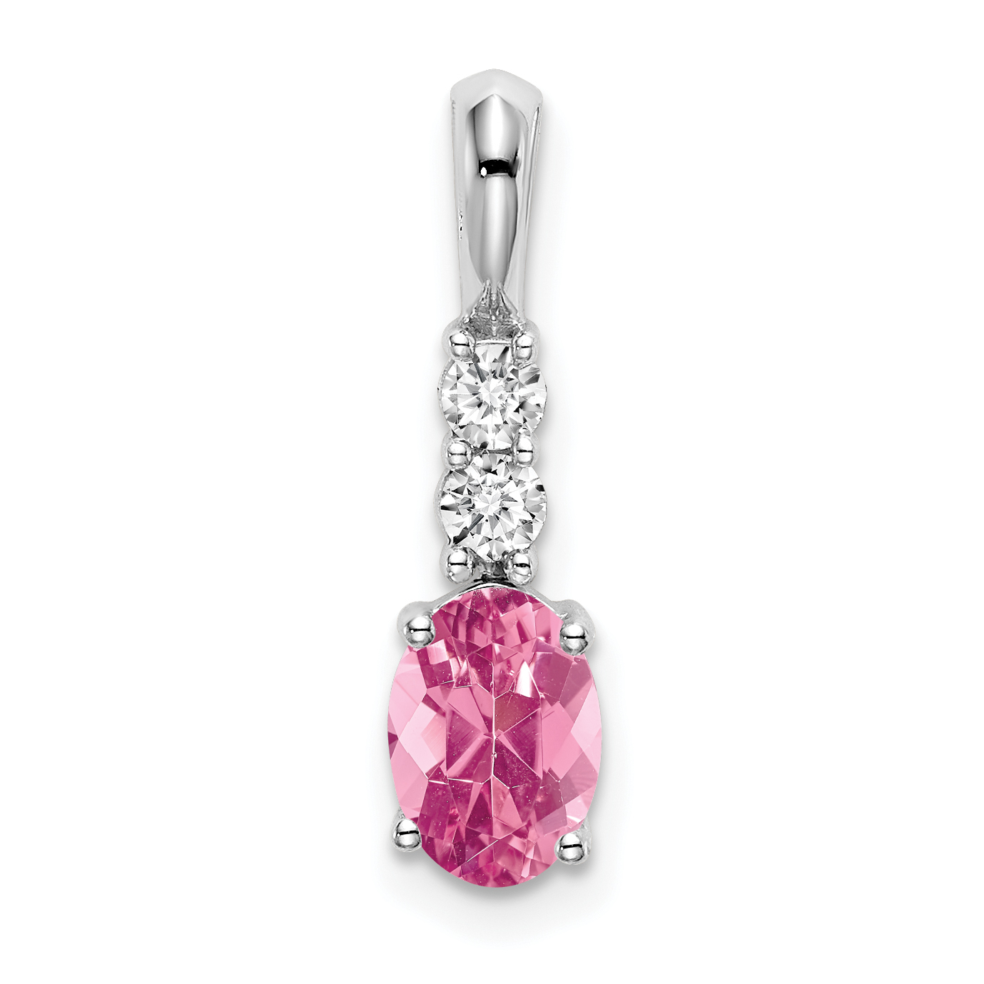 14k White Gold Oval Pink Tourmaline and Diamond Pendant (PM7406-PT-013-WA)