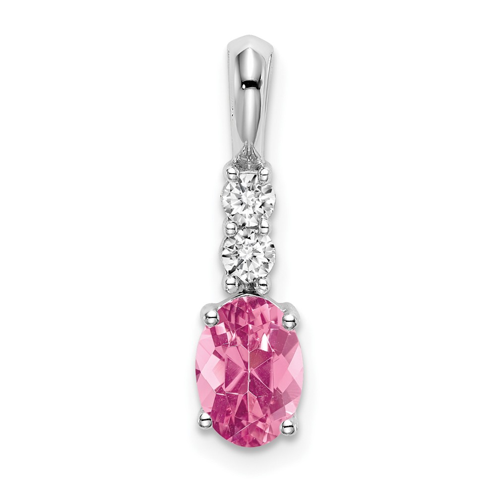 14k White Gold Oval Pink Tourmaline and Diamond Pendant (PM7406-PT-013-WA)