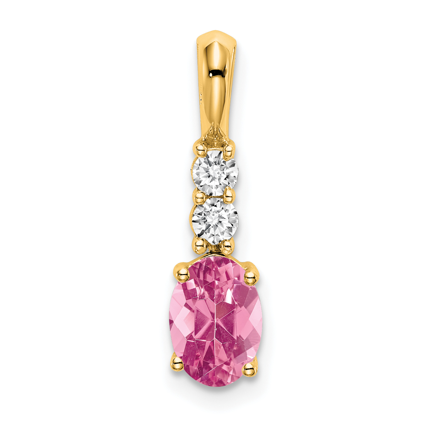 14K Oval Pink Tourmaline and Diamond Pendant (PM7406-PT-013-YA)