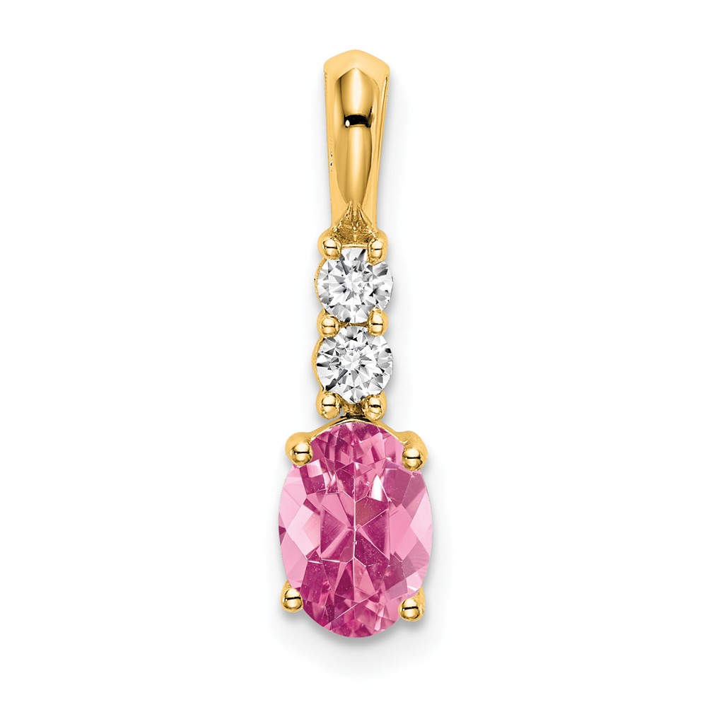 14K Oval Pink Tourmaline and Diamond Pendant (PM7406-PT-013-YA)