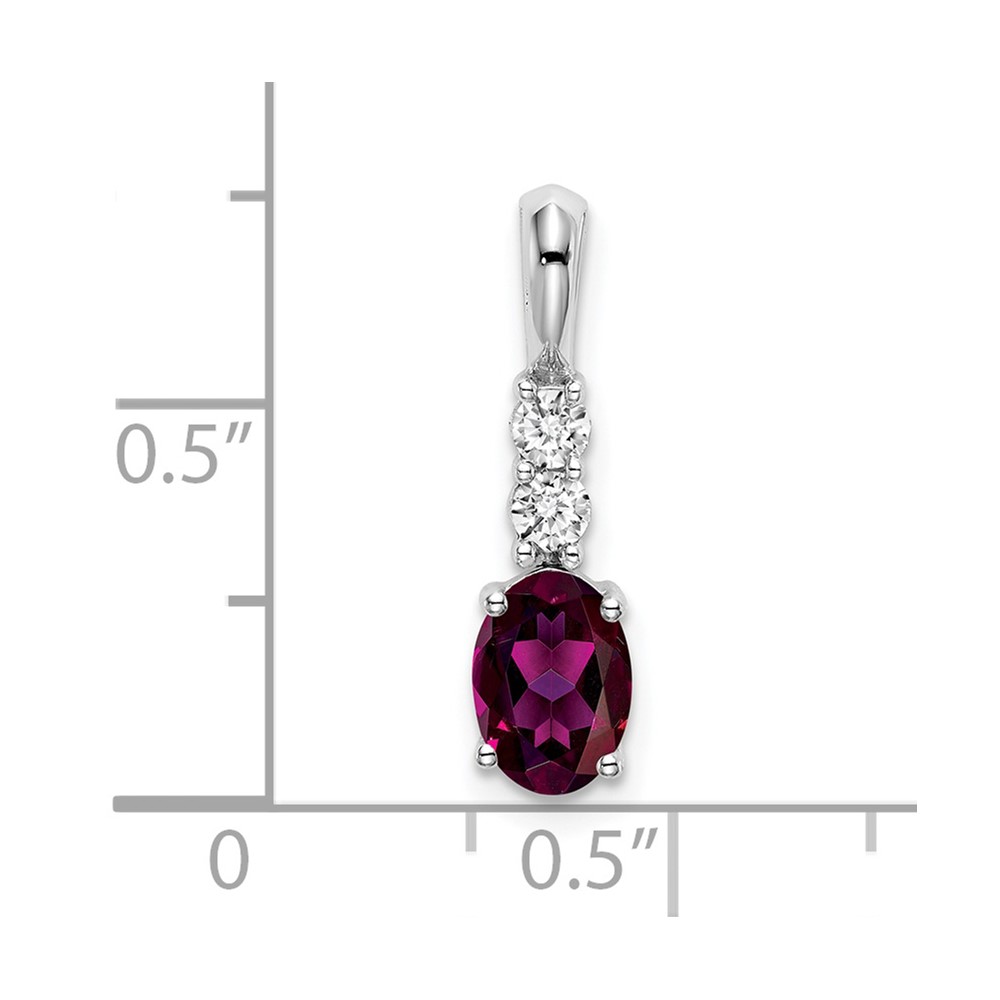 14k White Gold Oval Rhodolite Garnet and Diamond Pendant (PM7406-RG-013-WA)