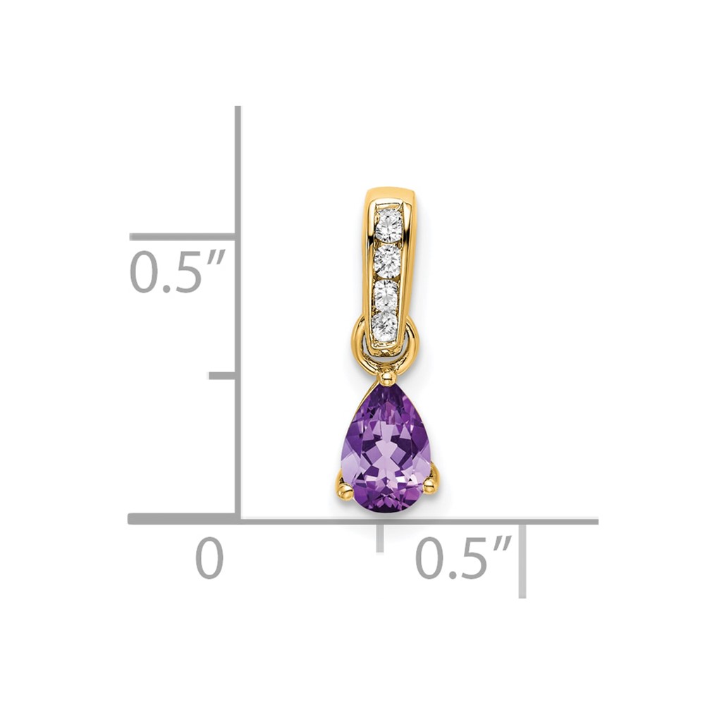 10k Yellow Gold Pear Amethyst and Diamond Pendant (PM7409-AM-005-1YA)