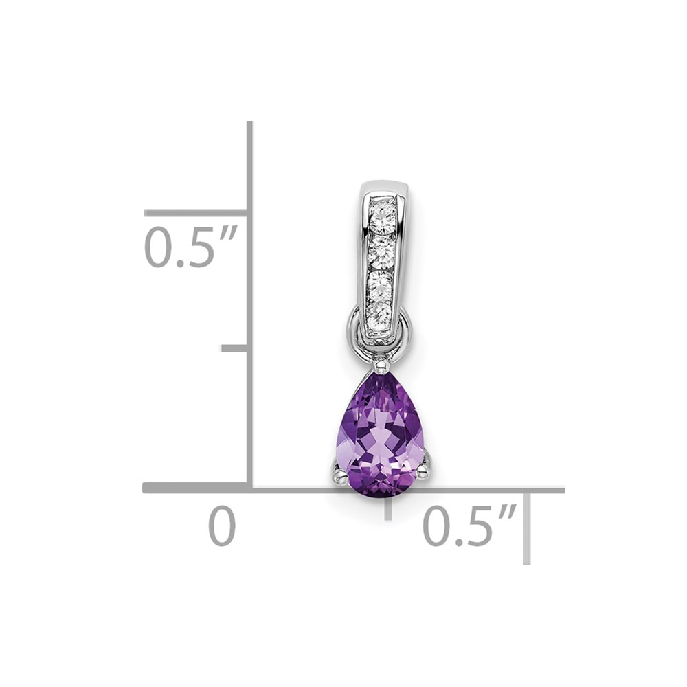 14K White Gold Pear Amethyst and Diamond Pendant (PM7409-AM-005-WA)