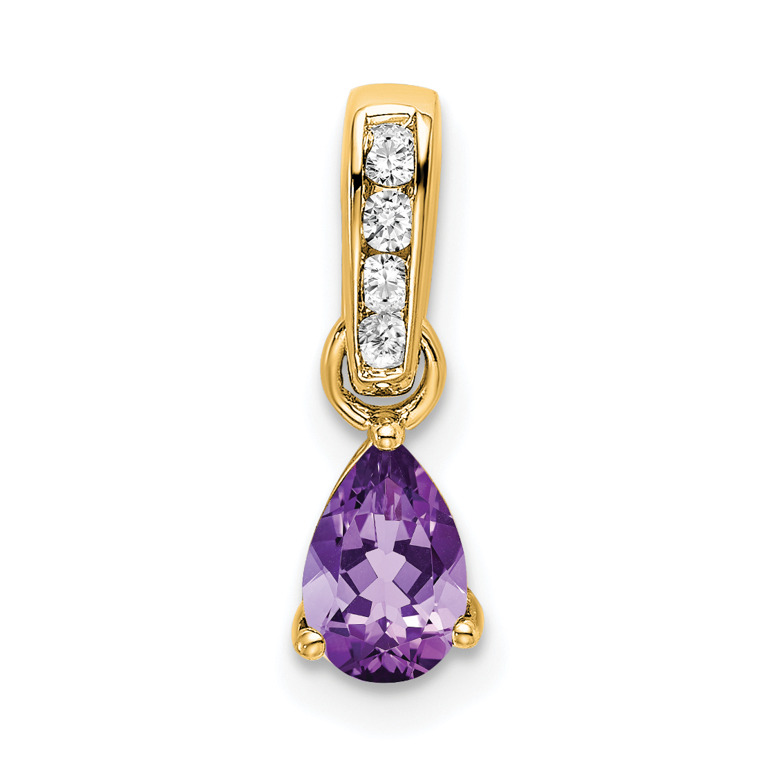 14K Pear Amethyst and Diamond Pendant (PM7409-AM-005-YA)
