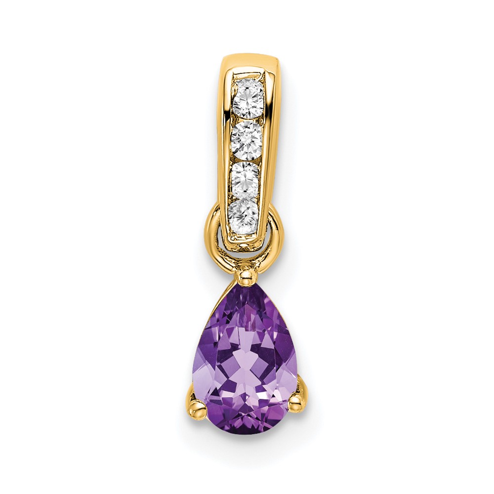 14K Pear Amethyst and Diamond Pendant (PM7409-AM-005-YA)