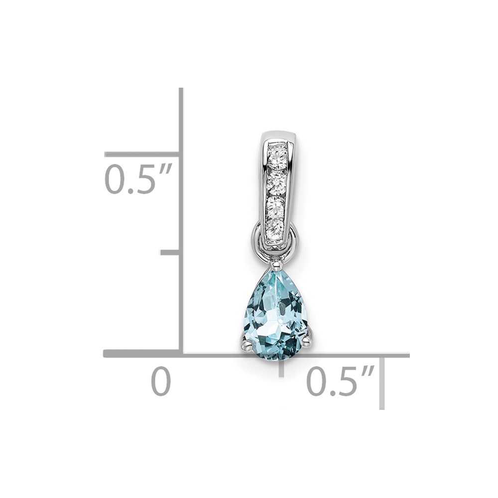 10k White Gold Pear Aquamarine and Diamond Pendant (PM7409-AQ-005-1WA)