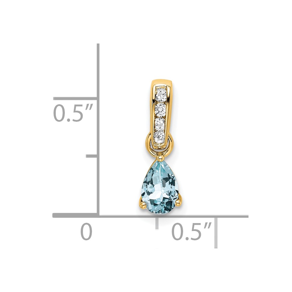 14K Pear Aquamarine and Diamond Pendant (PM7409-AQ-005-YA)