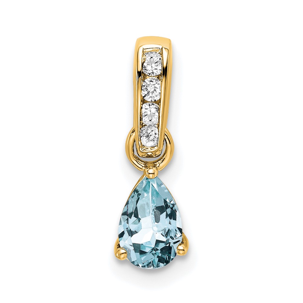 14K Pear Aquamarine and Diamond Pendant (PM7409-AQ-005-YA)