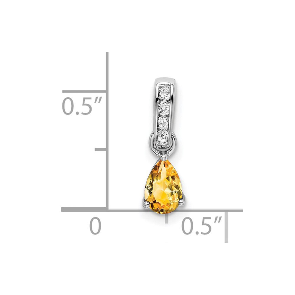 10k White Gold Pear Citrine and Diamond Pendant (PM7409-CI-005-1WA)