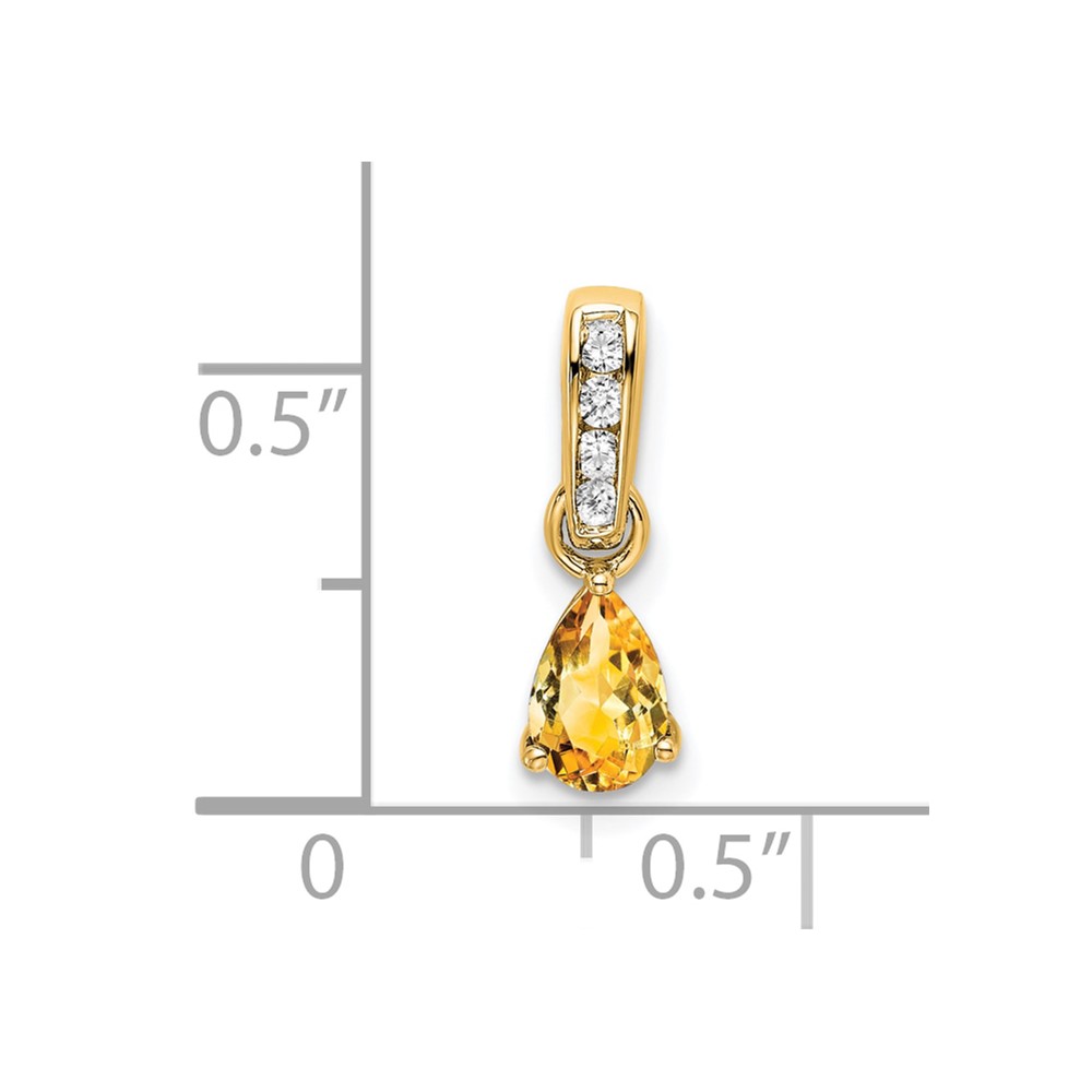 10k Yellow Gold Pear Citrine and Diamond Pendant (PM7409-CI-005-1YA)