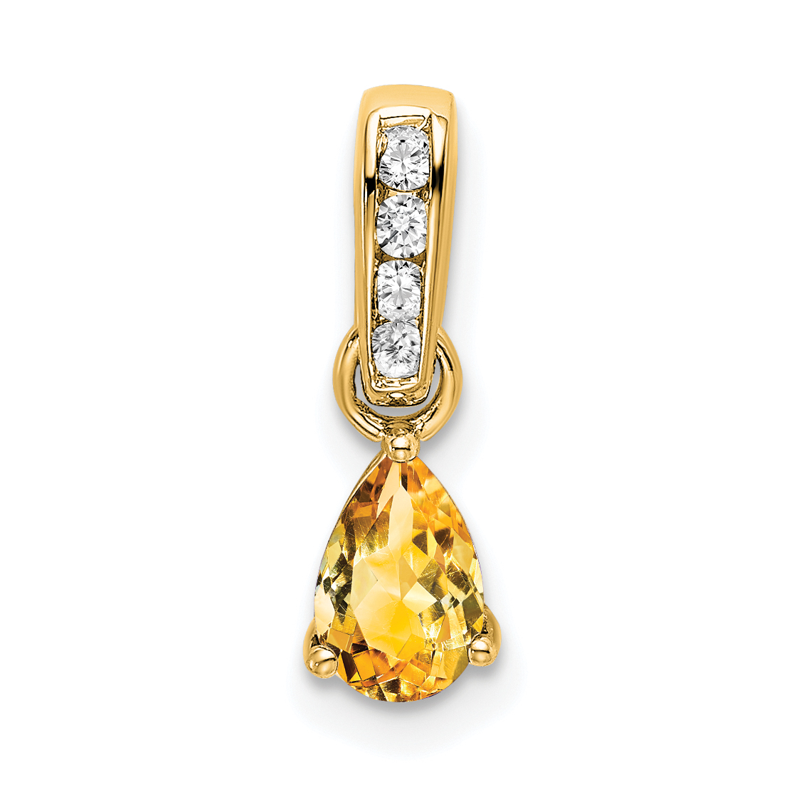 14K Pear Citrine and Diamond Pendant (PM7409-CI-005-YA)