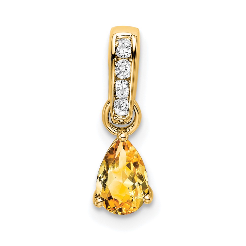 14K Pear Citrine and Diamond Pendant (PM7409-CI-005-YA)