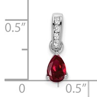14K White Gold 0.05 Carat Lab Grown Diamond VS SI+ G+ and Lab Created Ruby Complete Pendant view 2