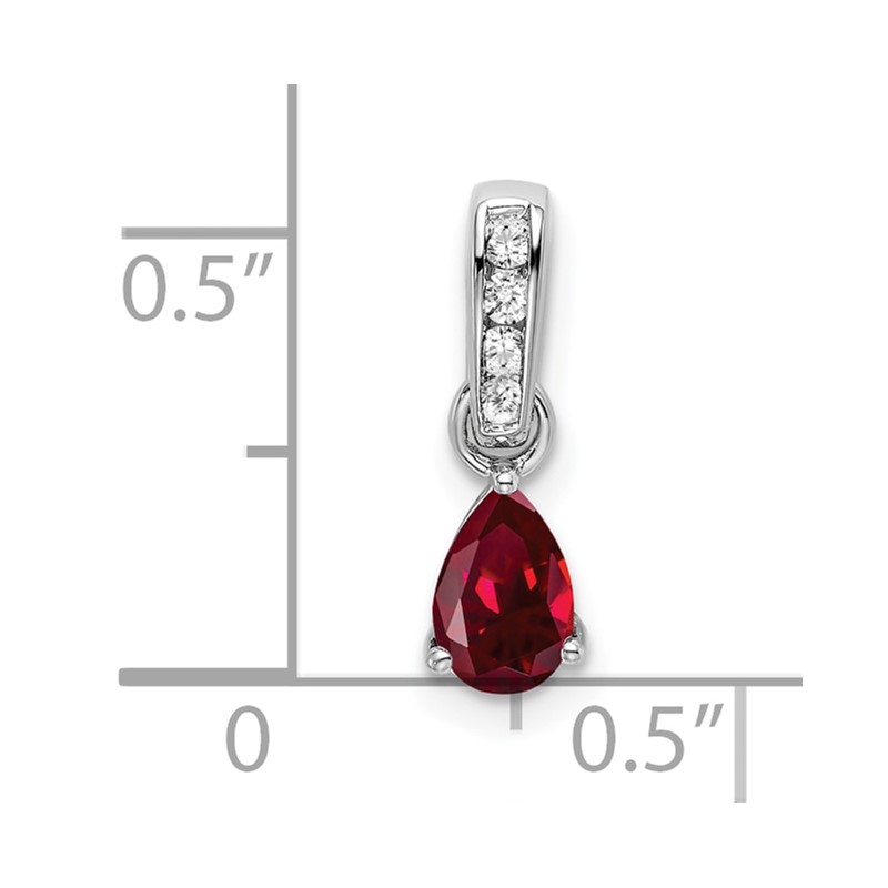 14k White Gold 1/20 carat Lab Grown Diamond VS/SI+ G+ and Lab Created Ruby Complete Pendant