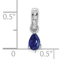 14K White Gold 0.05 Carat Lab Grown Diamond VS SI+ G+ and Lab Created Blue Sapphire Complete Pendant view 2