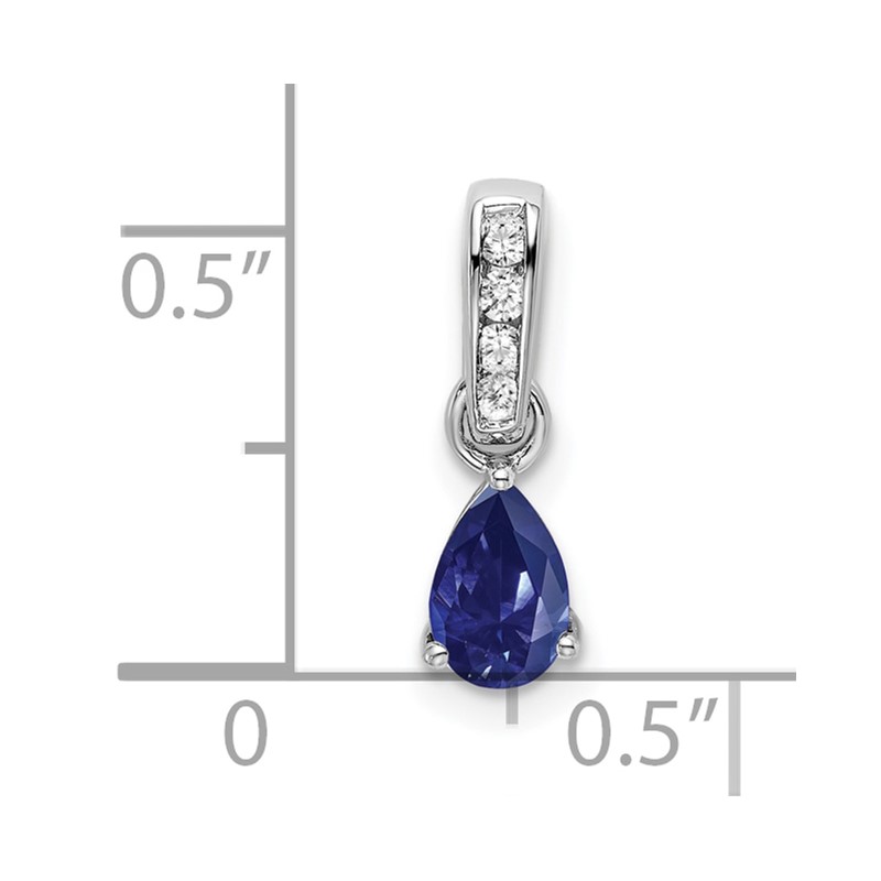 14k White Gold 1/20 carat Lab Grown Diamond VS/SI+ G+ and Lab Created Blue Sapphire Complete Pendant