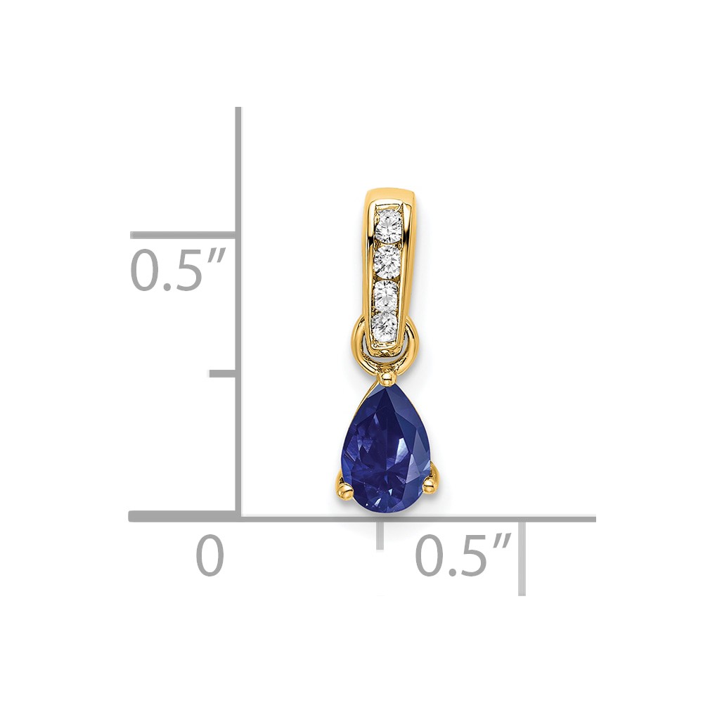 14K Pear Created Sapphire and Diamond Pendant (PM7409-CSA-005-YA)