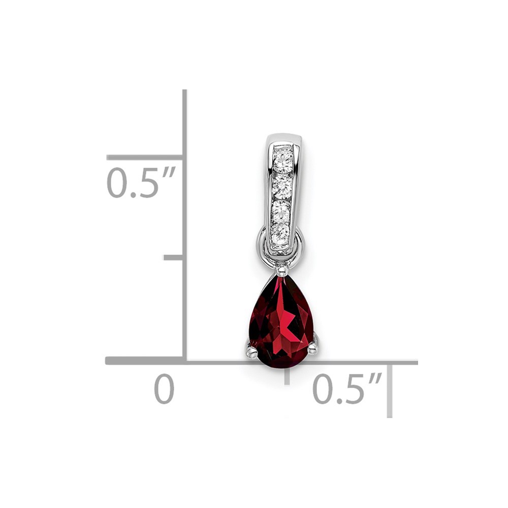 10k White Gold Pear Garnet and Diamond Pendant (PM7409-GA-005-1WA)