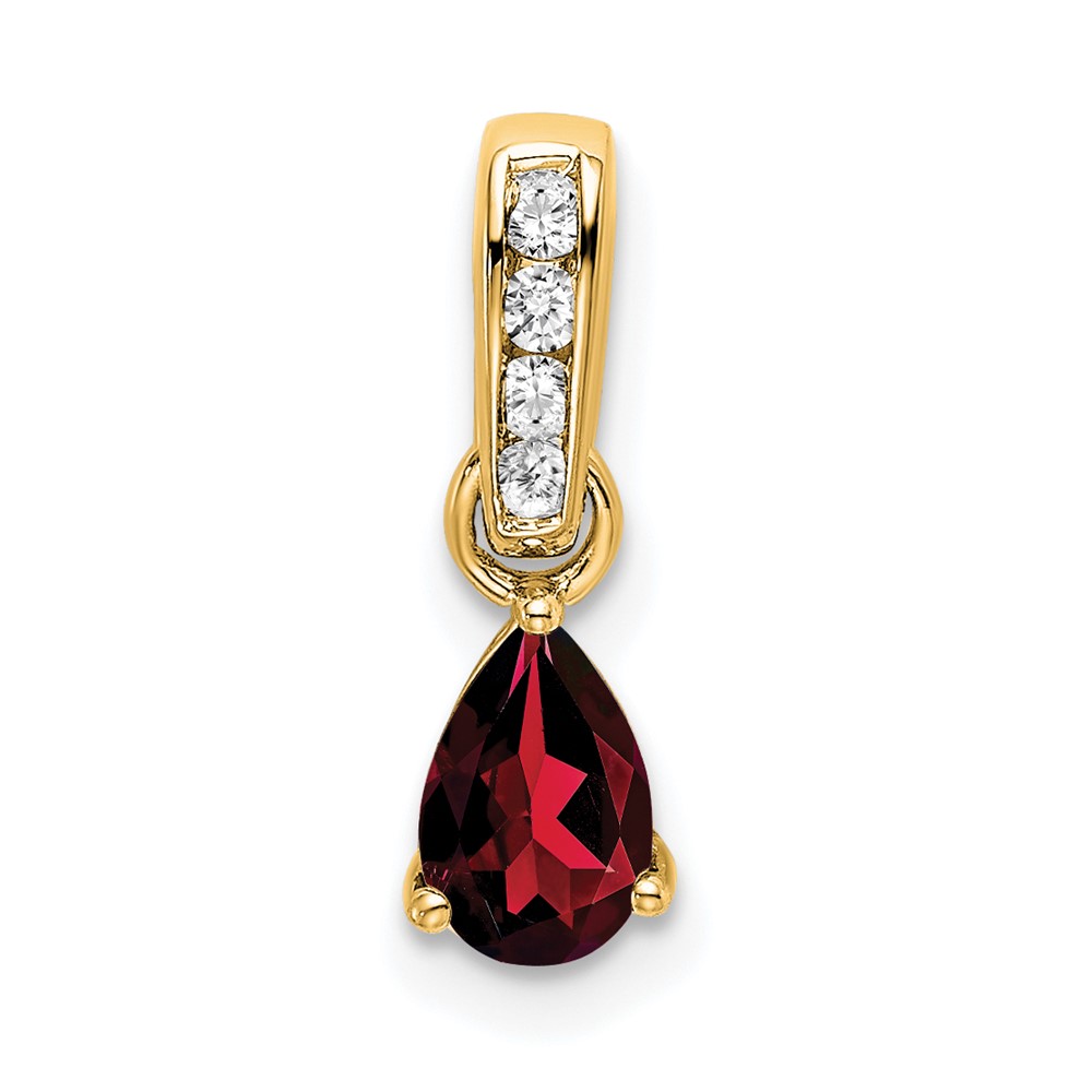14K Pear Garnet and Diamond Pendant (PM7409-GA-005-YA)