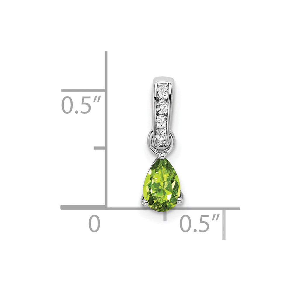 14K White Gold Pear Peridot and Diamond Pendant (PM7409-PE-005-WA)