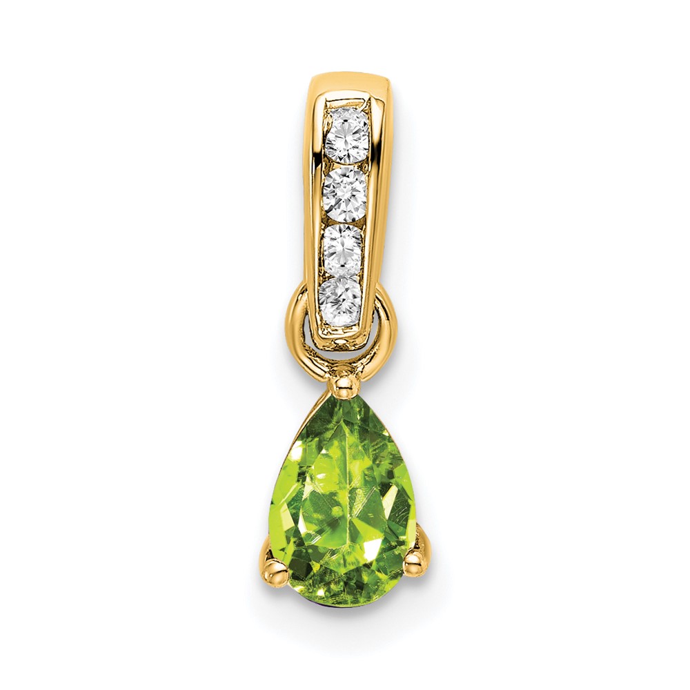14K Pear Peridot and Diamond Pendant (PM7409-PE-005-YA)