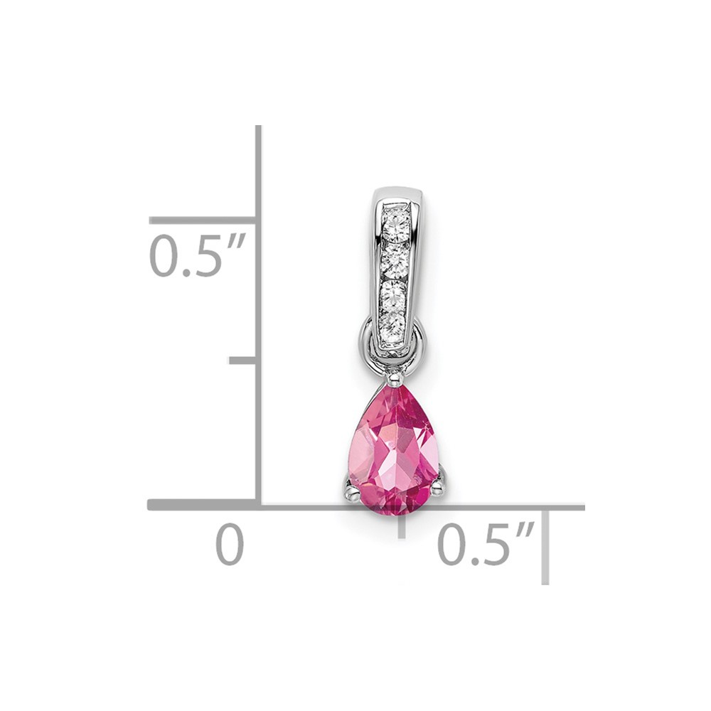 10k White Gold Pear Pink Tourmaline and Diamond Pendant (PM7409-PT-005-1WA)