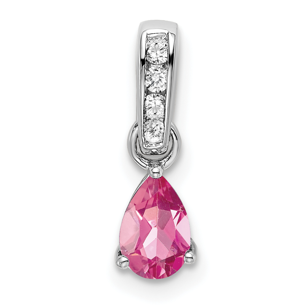 10k White Gold Pear Pink Tourmaline and Diamond Pendant (PM7409-PT-005-1WA)