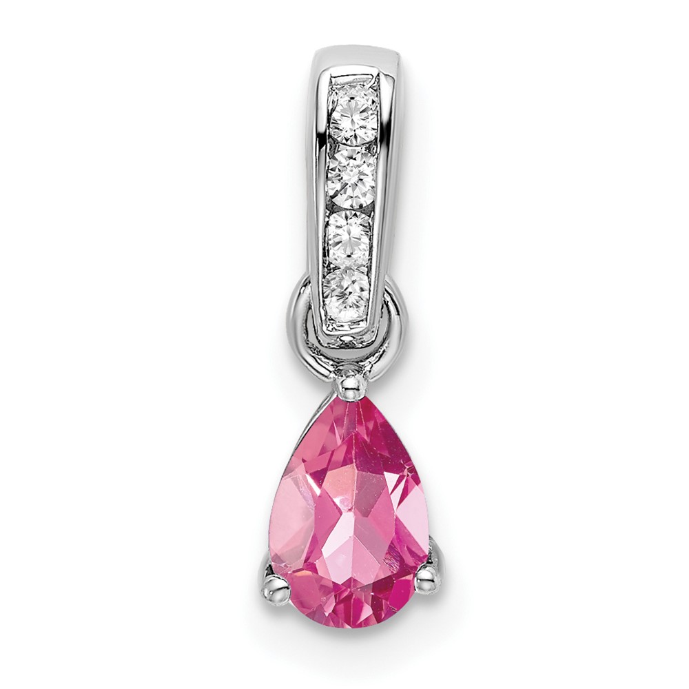 10k White Gold Pear Pink Tourmaline and Diamond Pendant (PM7409-PT-005-1WA)