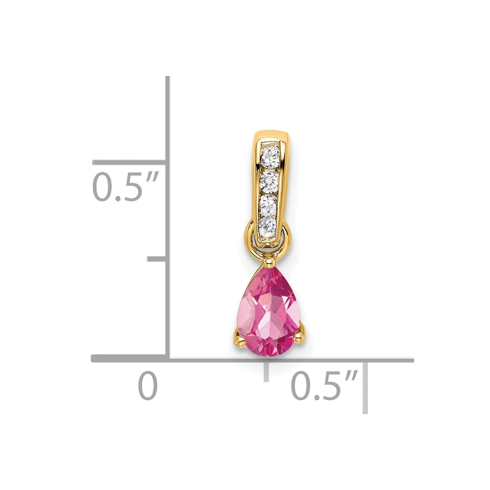 10k Yellow Gold Pear Pink Tourmaline and Diamond Pendant (PM7409-PT-005-1YA)