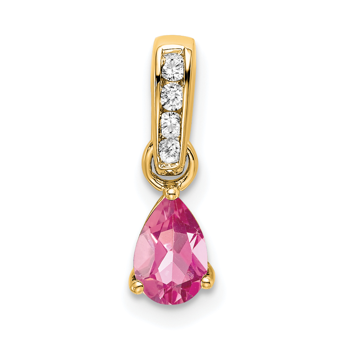 10k Yellow Gold Pear Pink Tourmaline and Diamond Pendant (PM7409-PT-005-1YA)