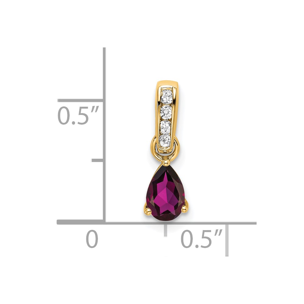 10k Yellow Gold Pear Rhodolite Garnet and Diamond Pendant (PM7409-RG-005-1YA)